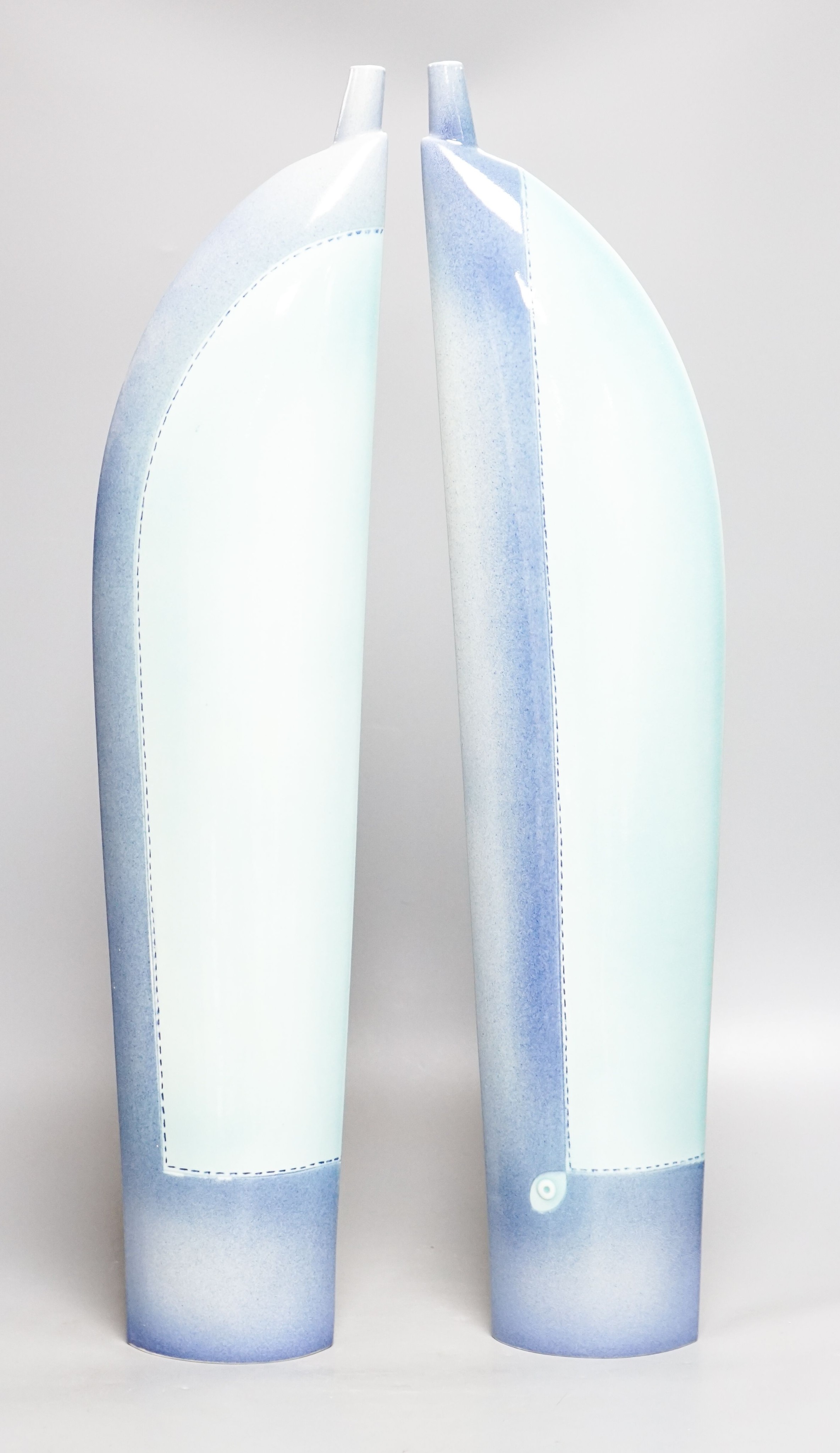 Kellie Millar, two tall sail-form vases, 60cm